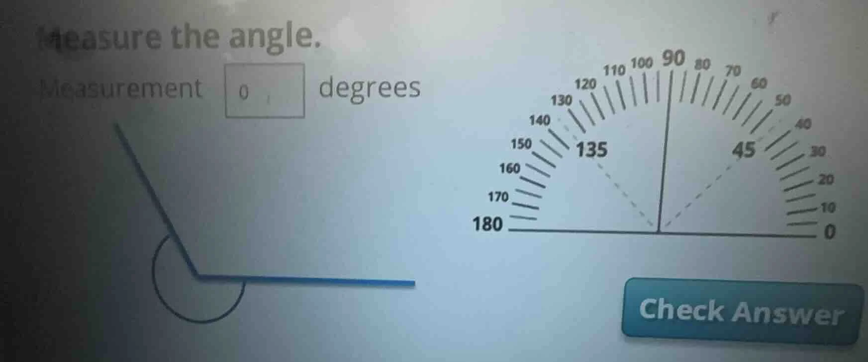 measure the angle. measurement 0 degrees