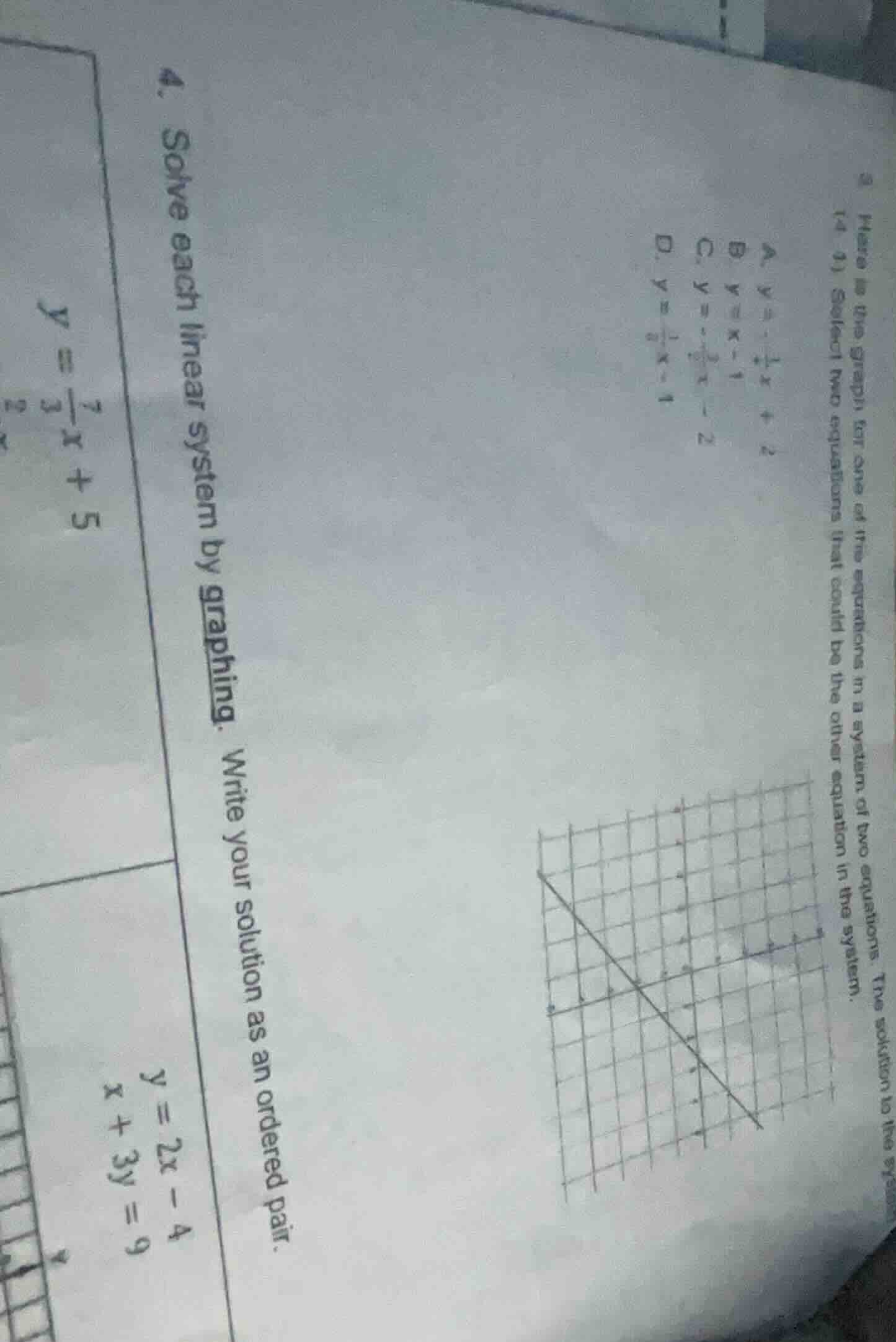 4. solve each linear system by graphing. write your solution as an orde…