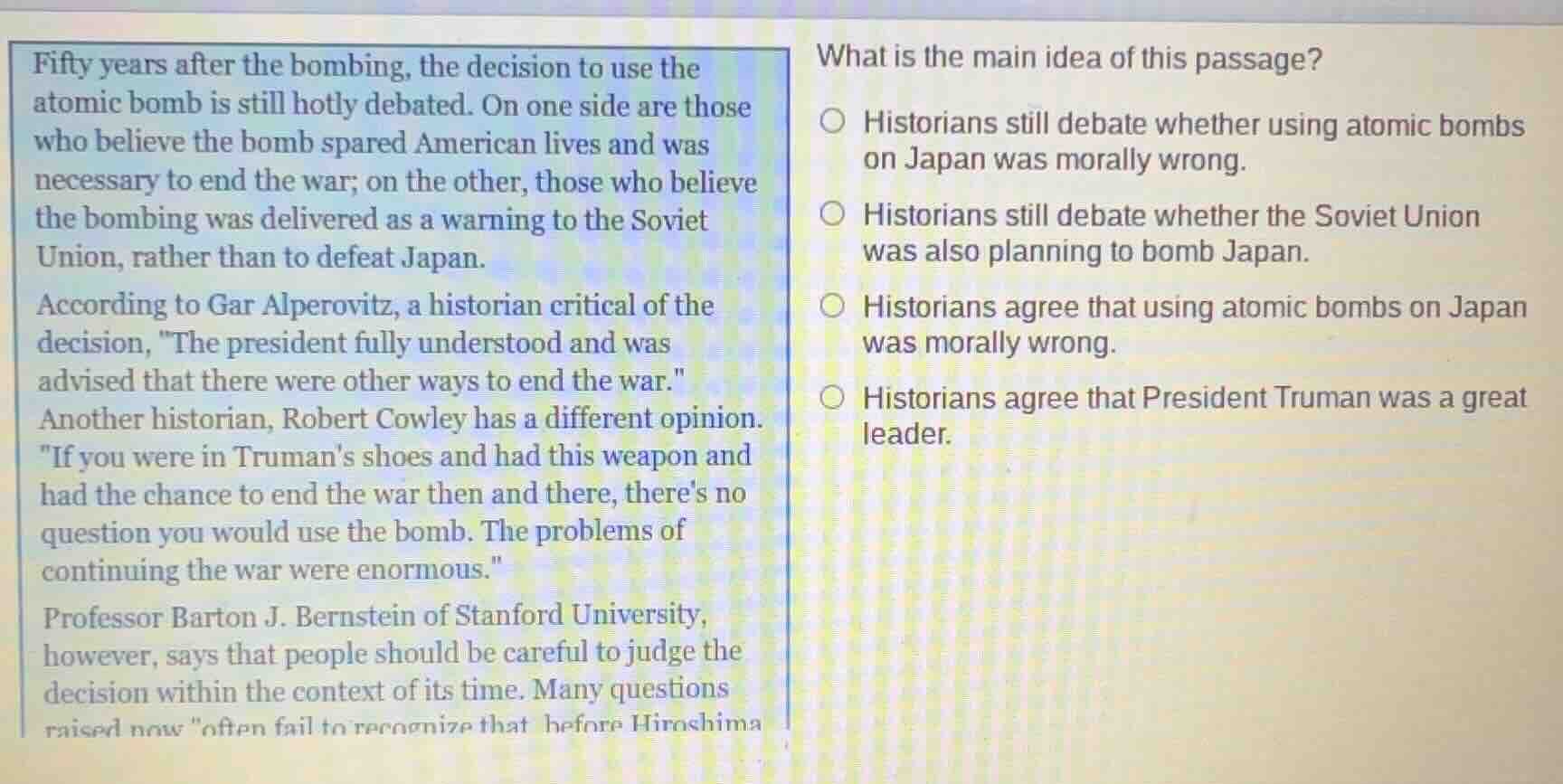 fifty years after the bombing, the decision to use the atomic bomb is s…