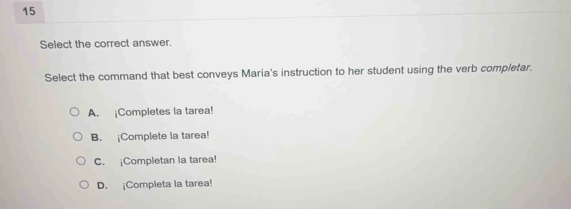 15 select the correct answer. select the command that best conveys mari…