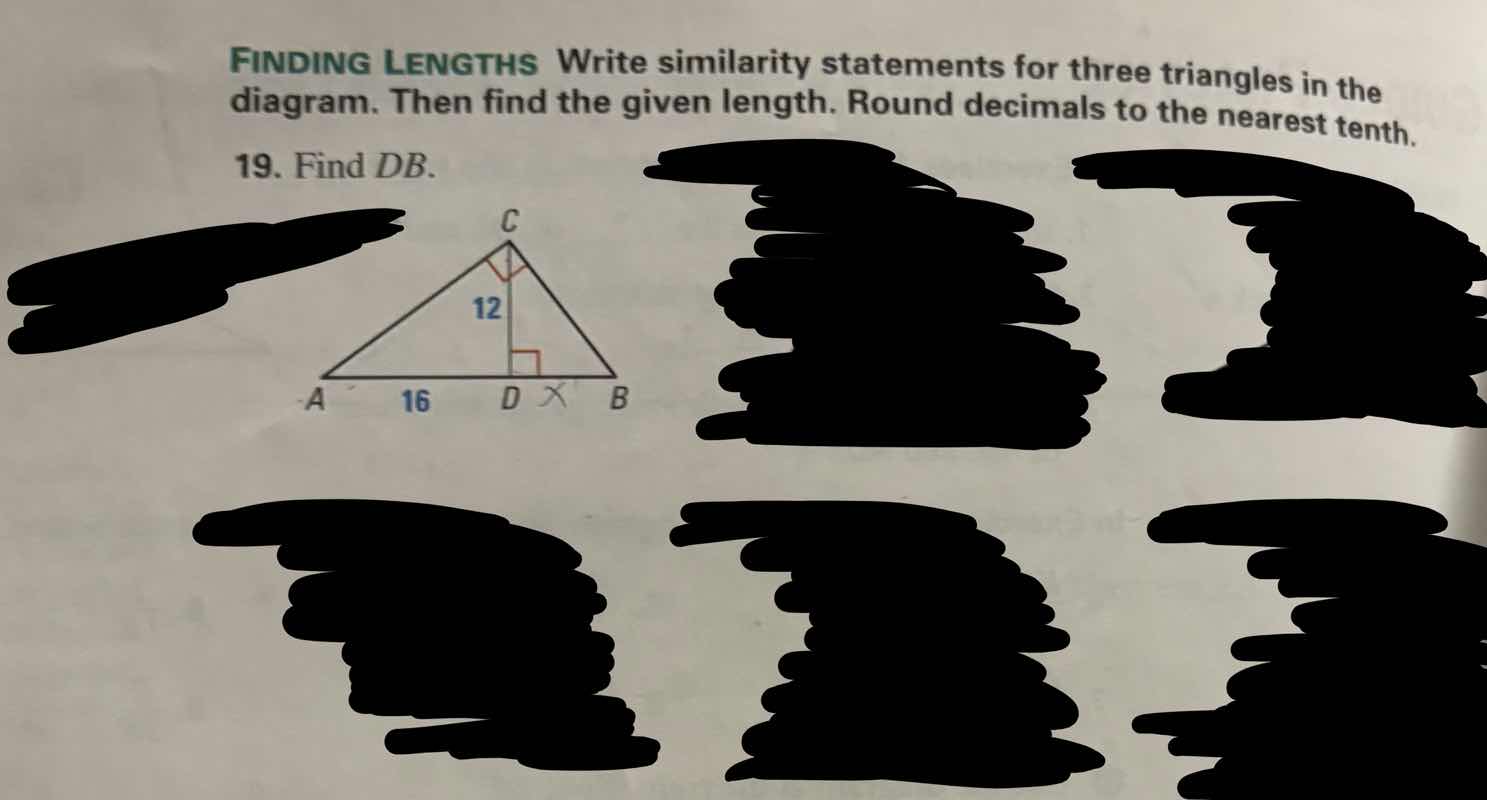 finding lengths write similarity statements for three triangles in the …