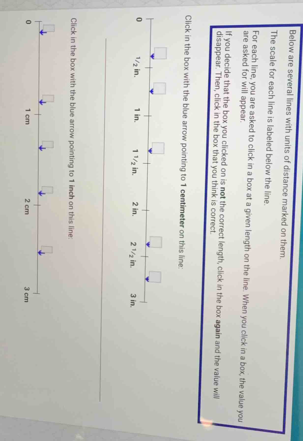 below are several lines with units of distance marked on them. the scal…