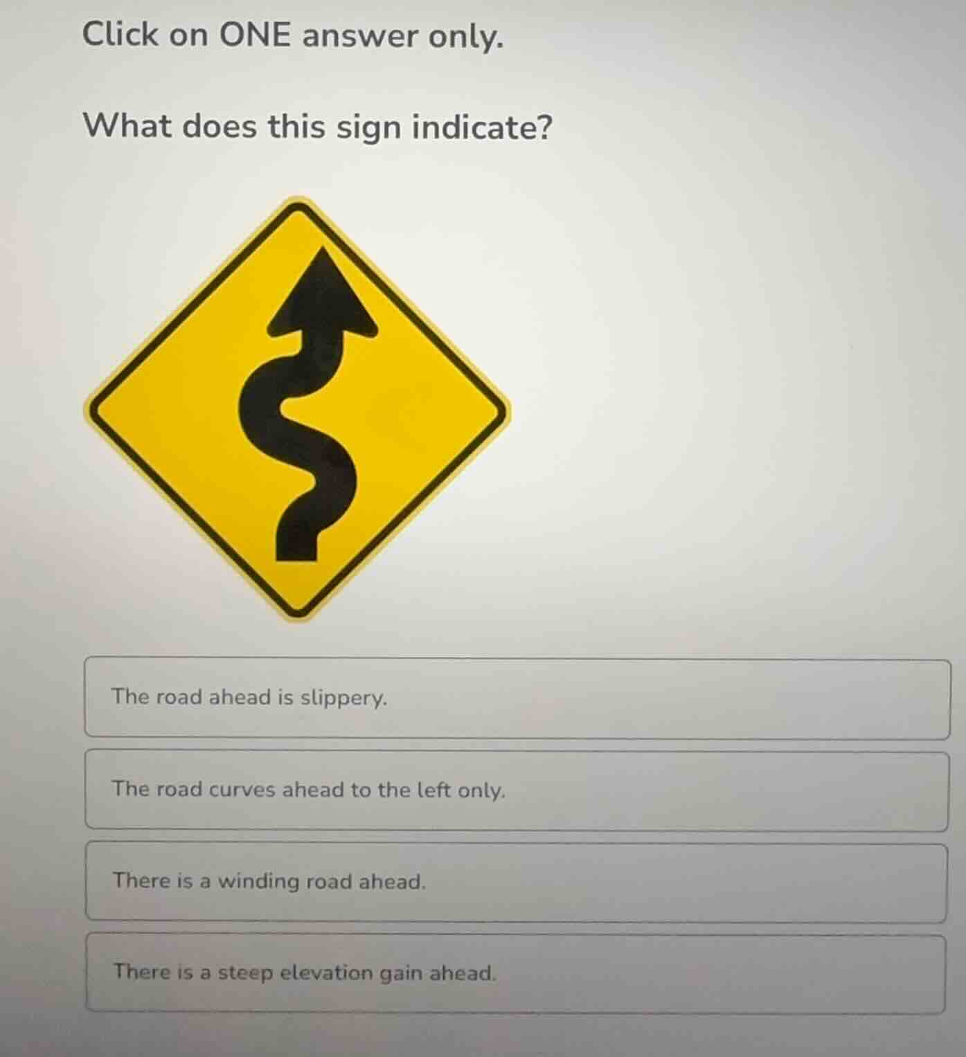 click on one answer only. what does this sign indicate? road sign image…
