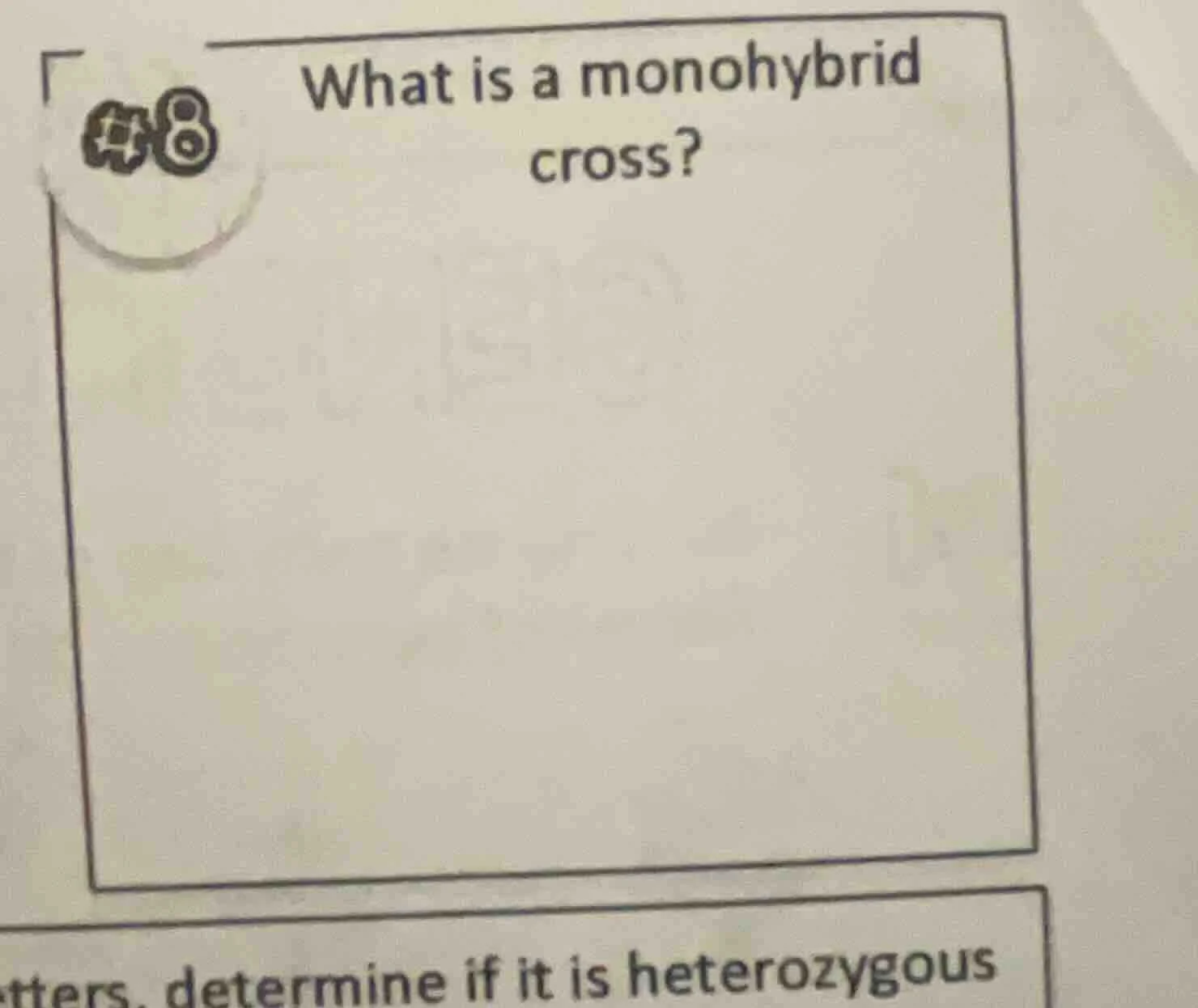 #8 what is a monohybrid cross?