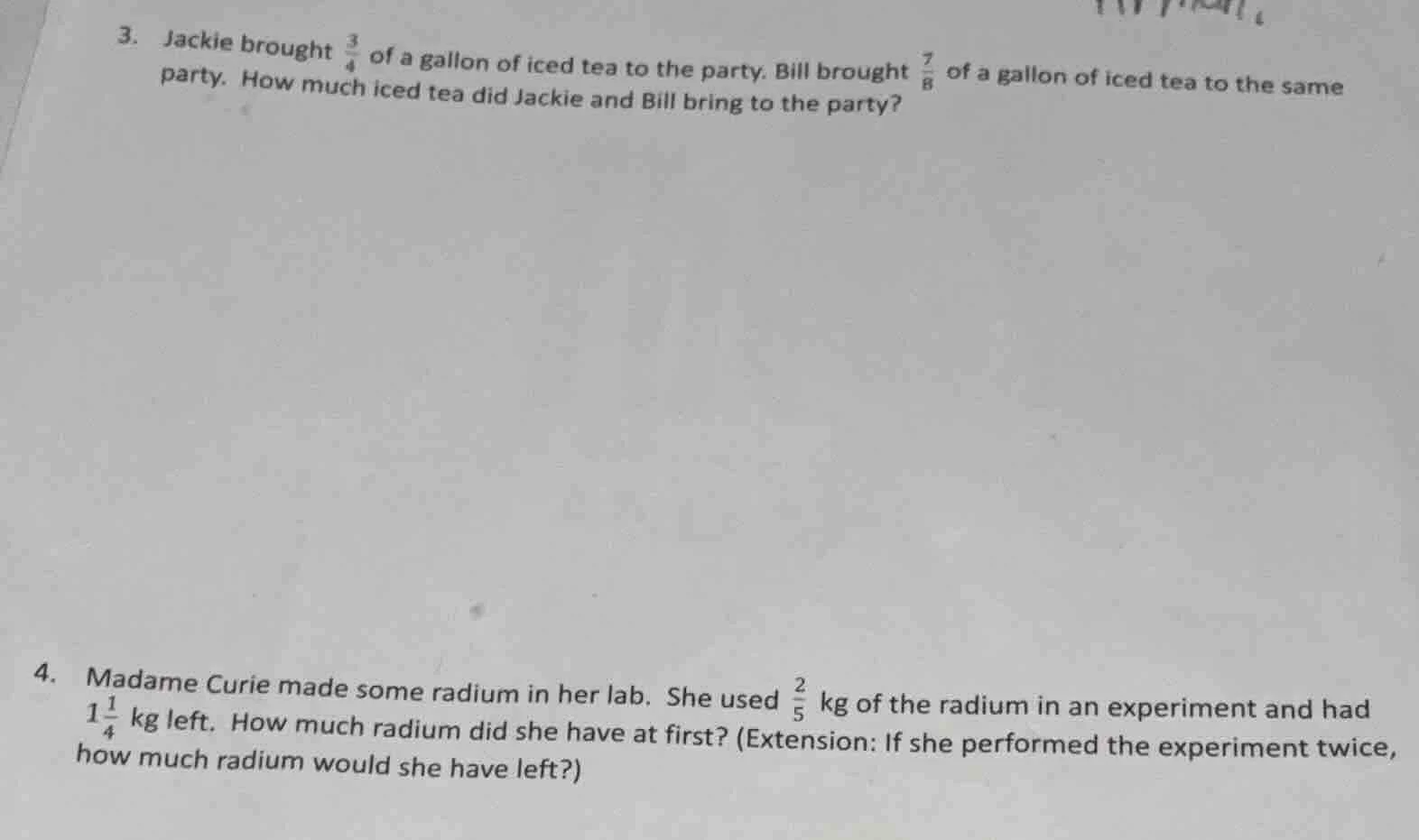 3. jackie brought \\(\\frac{3}{4}\\) of a gallon of iced tea to the par…