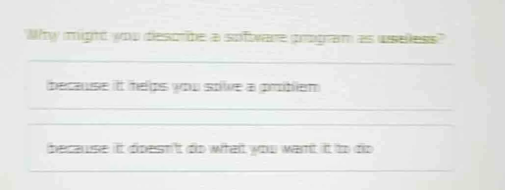 why might you describe a software program as useless? because it helps …