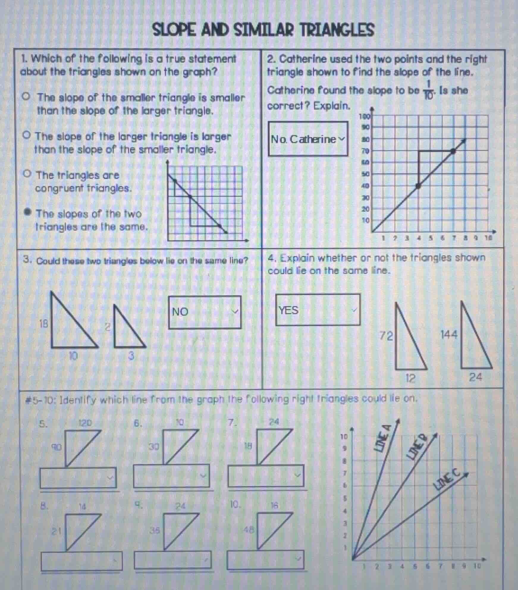 slope and similar triangles 1. which of the following is a true stateme…