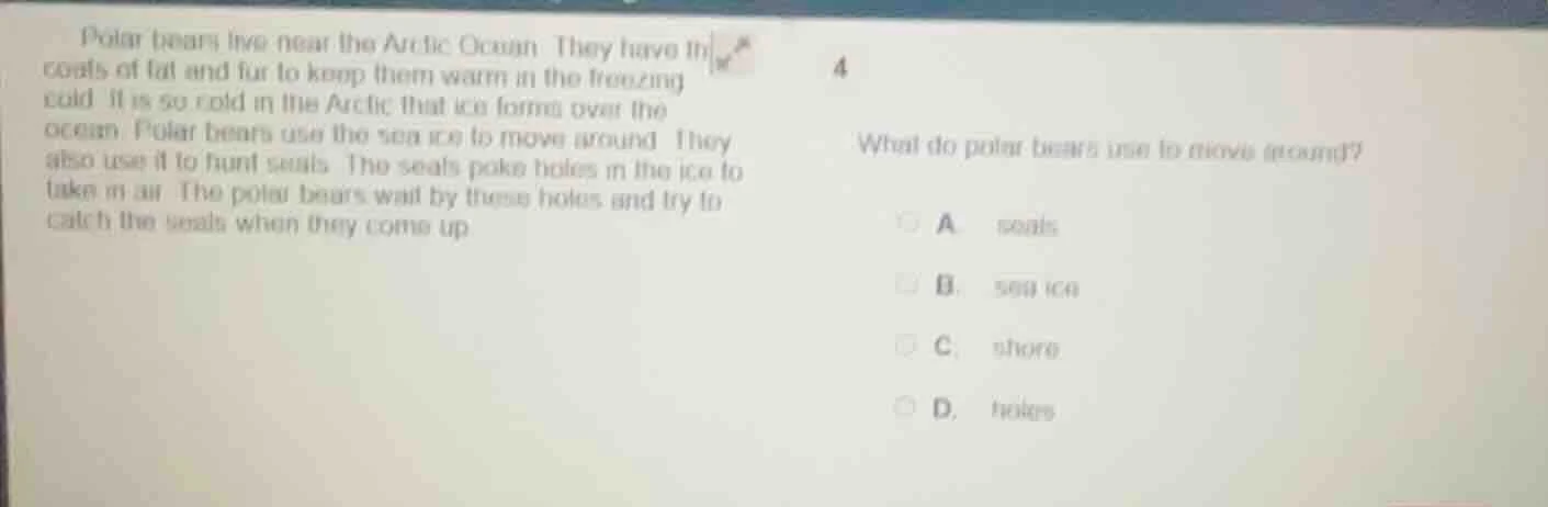 polar bears live near the arctic ocean. they have th coats of fat and f…