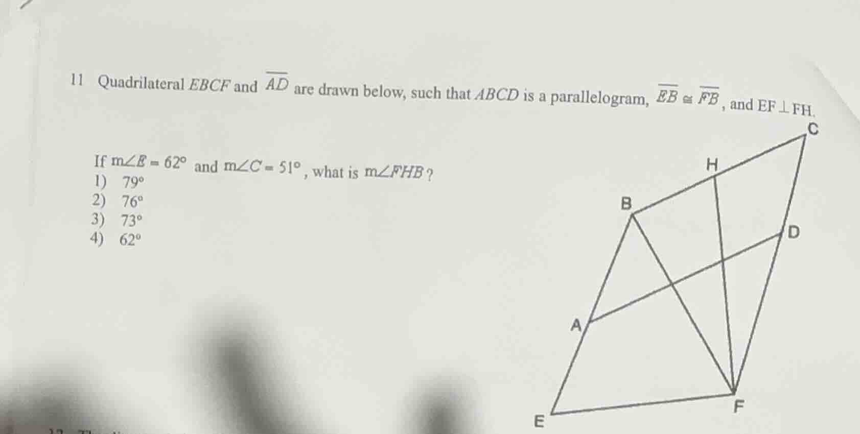 11 quadrilateral ebcf and \\(\\overline{ad}\\) are drawn below, such th…