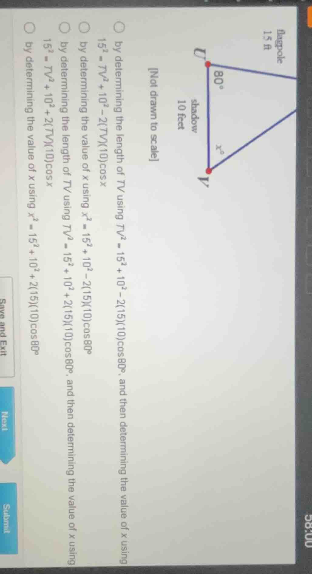 flagpole 15 ft not drawn to scale shadow 10 feet by determining the len…