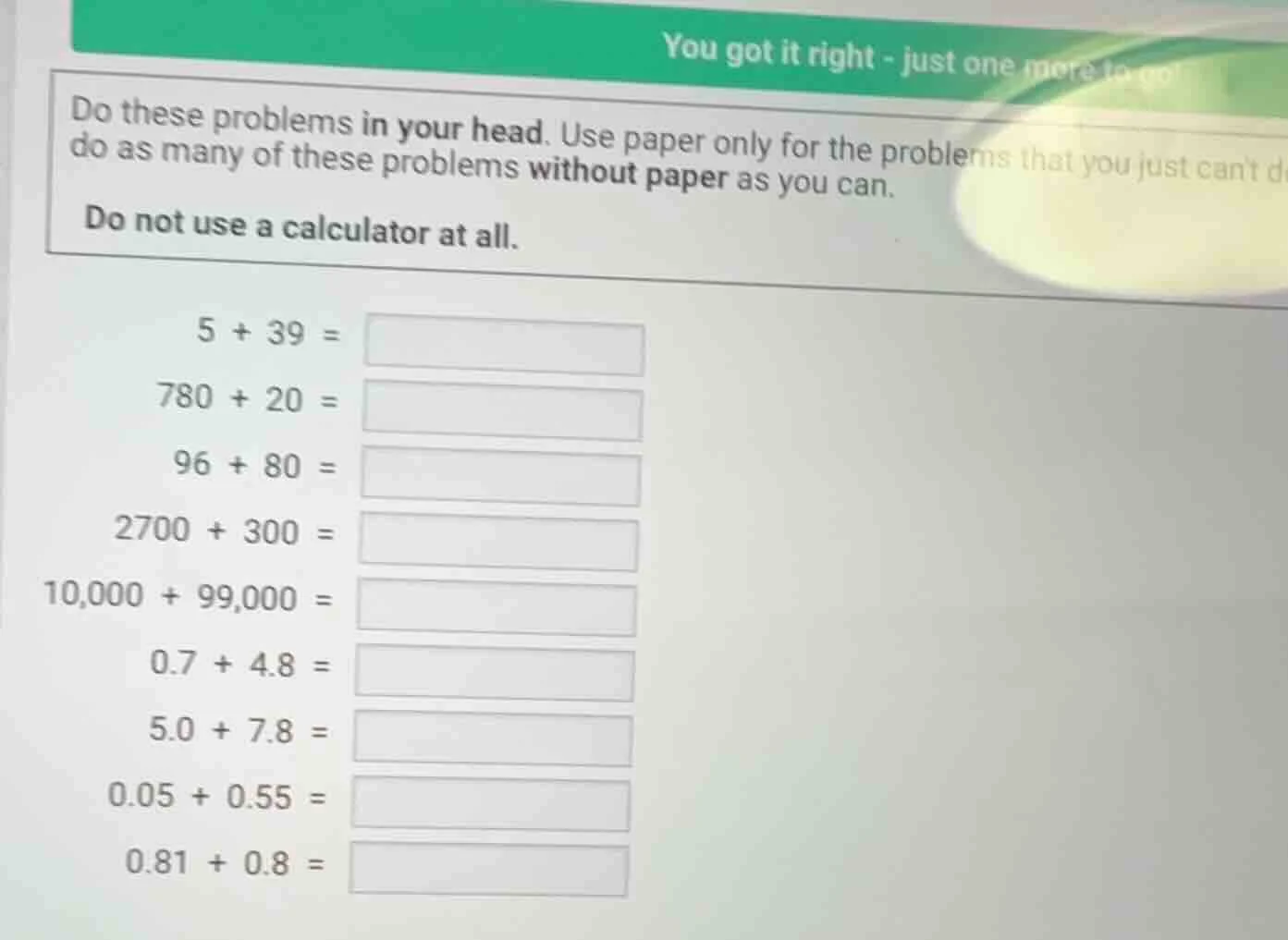do these problems in your head. use paper only for the problems that yo…