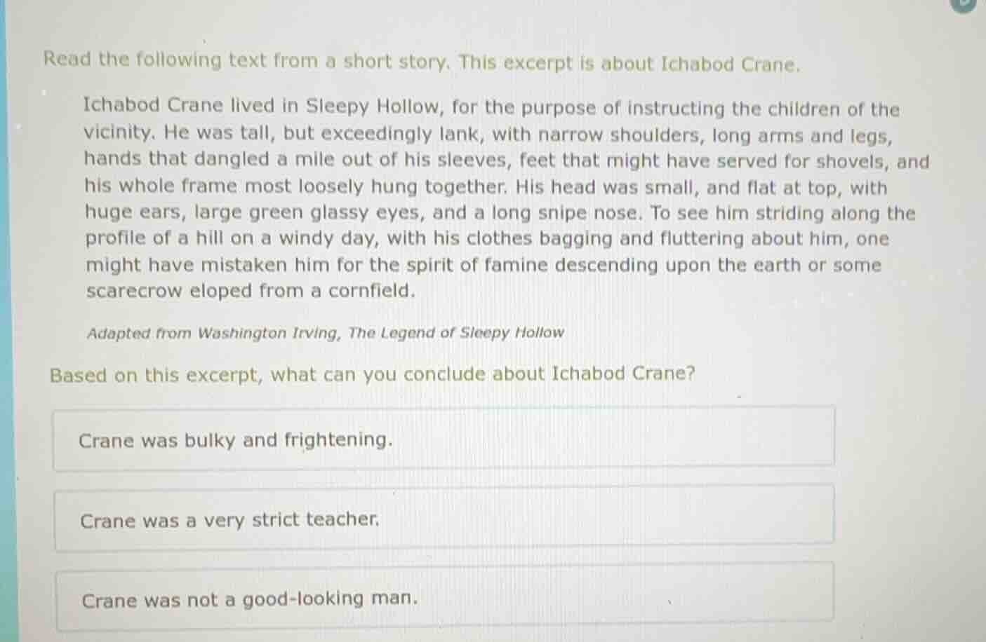 read the following text from a short story. this excerpt is about ichab…