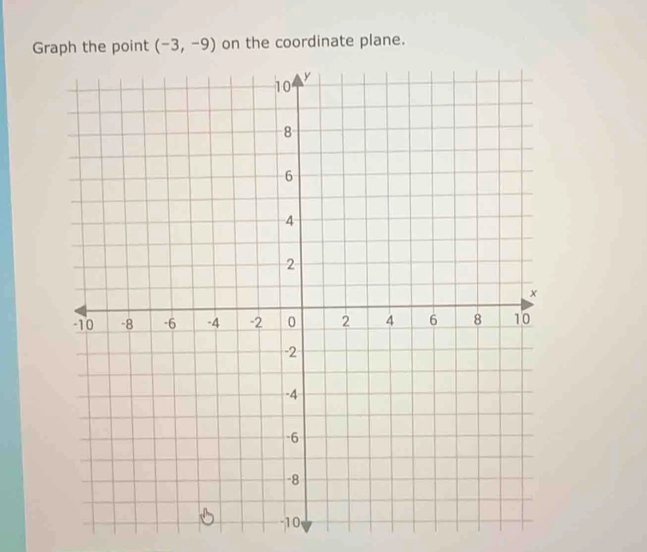 graph the point (-3, -9) on the coordinate plane.