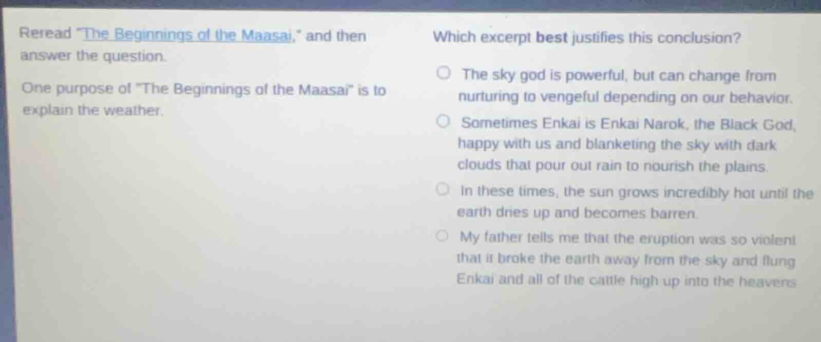 reread \the beginnings of the maasai,\ and then answer the question. on…