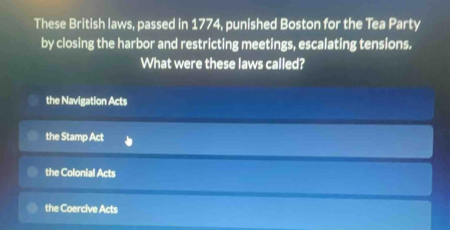 these british laws, passed in 1774, punished boston for the tea party b…