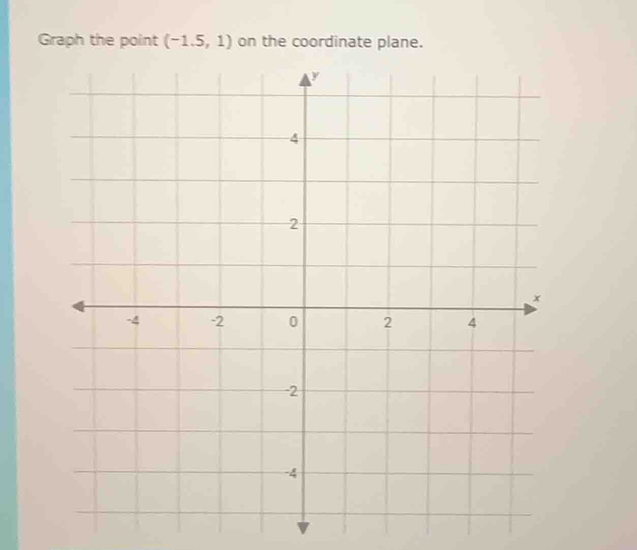 graph the point (-1.5, 1) on the coordinate plane.