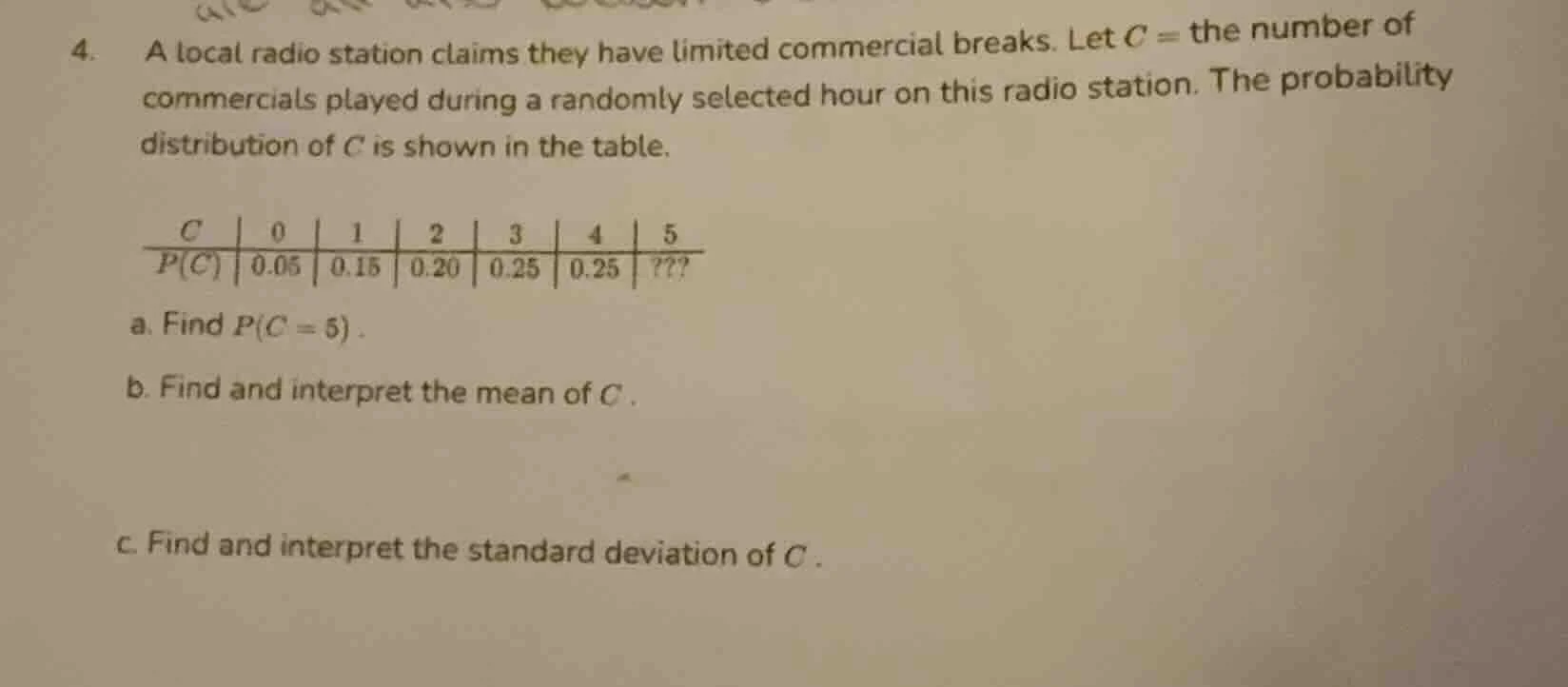 4. a local radio station claims they have limited commercial breaks. le…