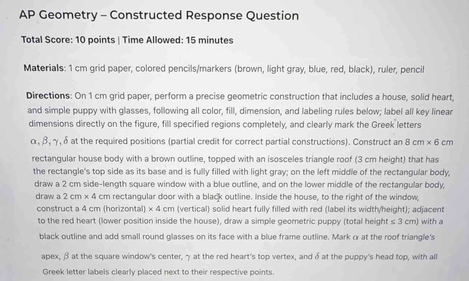 ap geometry – constructed response question total score: 10 points | ti…