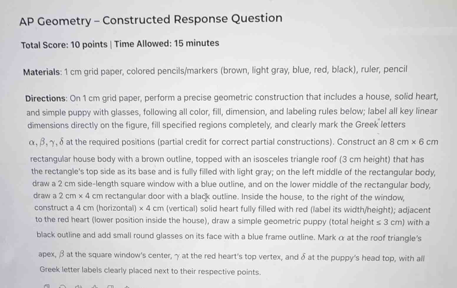 ap geometry – constructed response question total score: 10 points | ti…