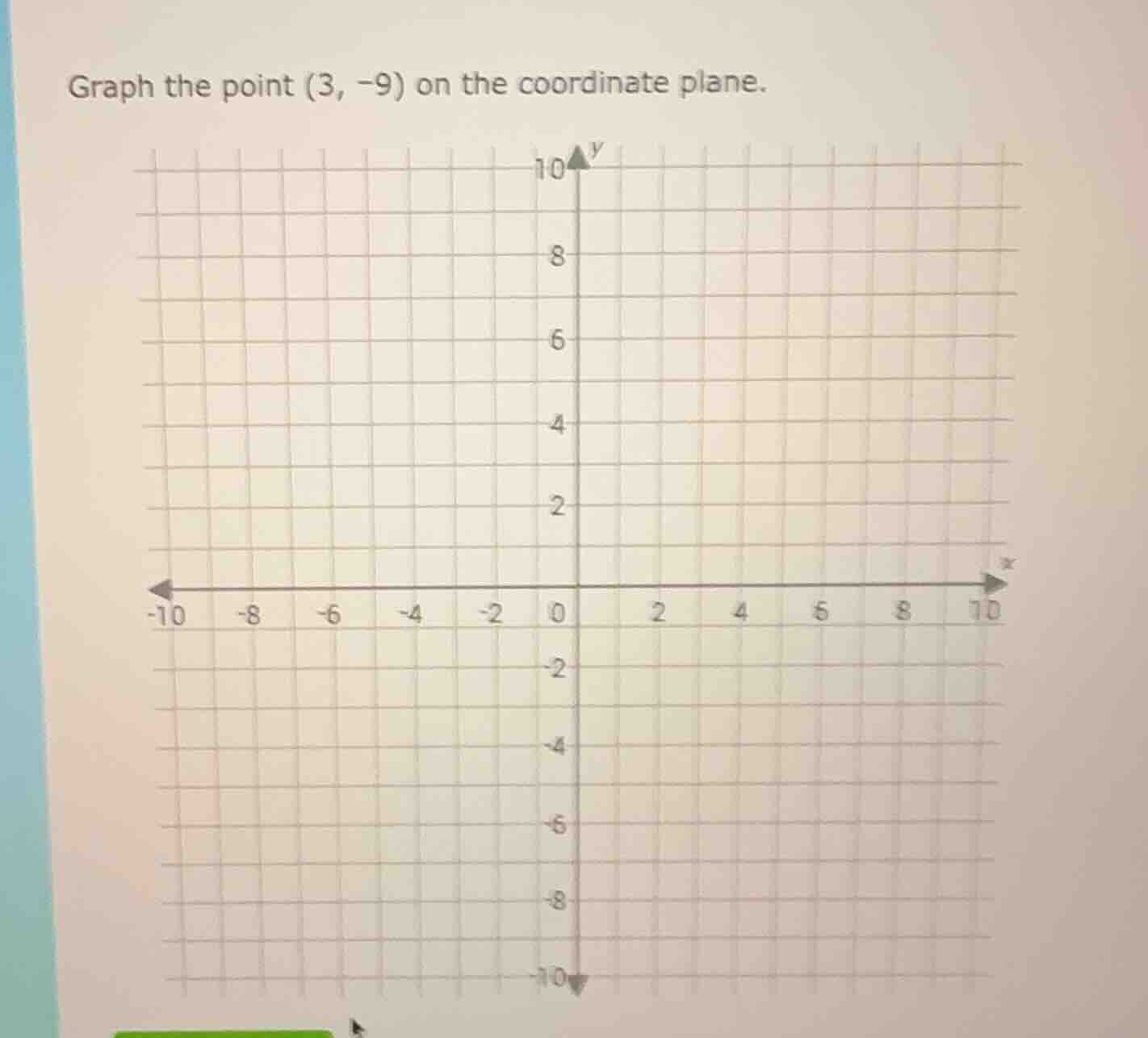 graph the point (3, -9) on the coordinate plane.