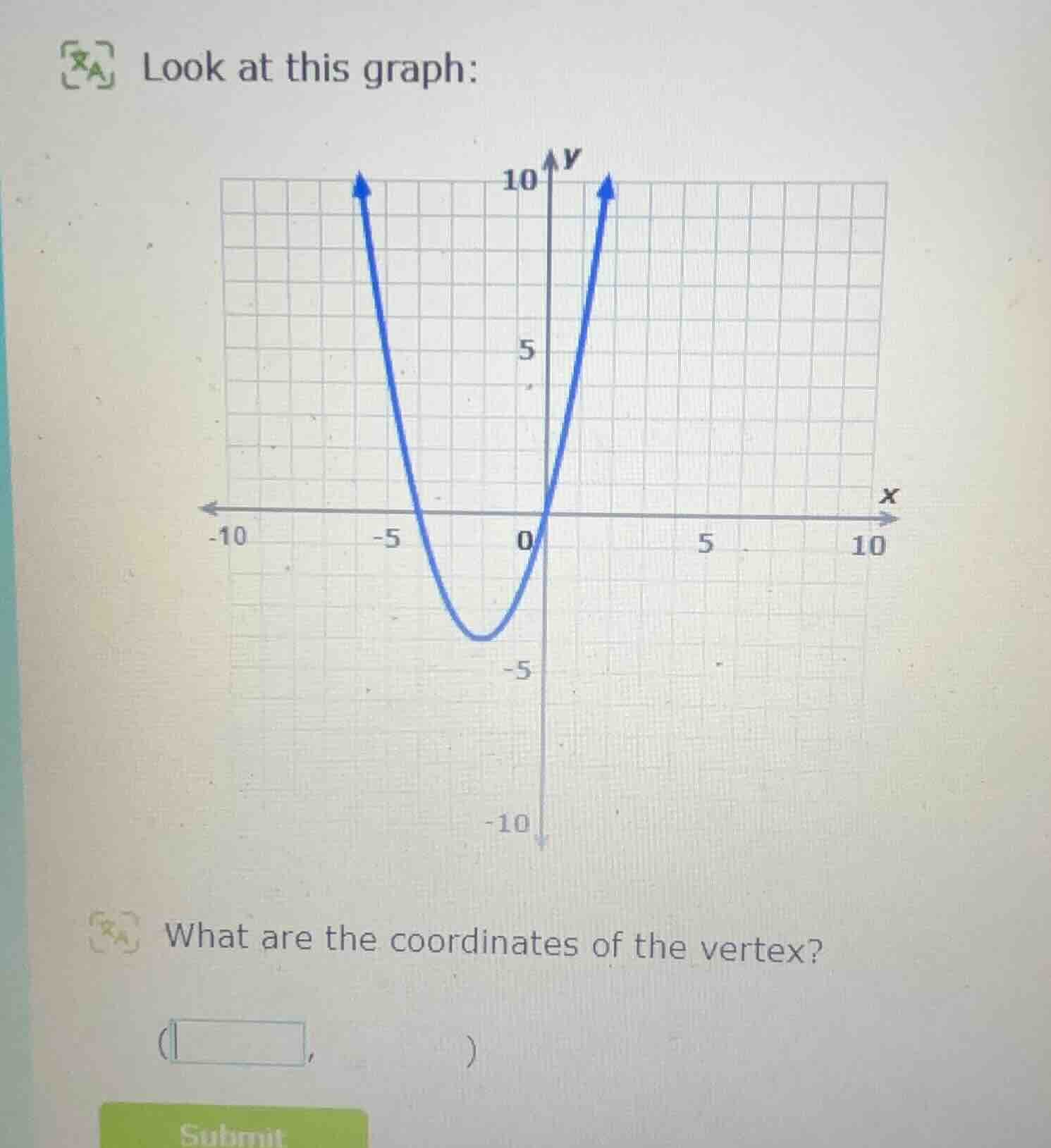 look at this graph: graph of a parabola what are the coordinates of the…