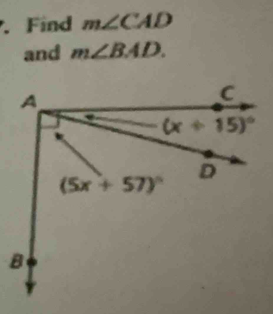 find ( mangle cad ) and ( mangle bad ). there is a diagram with point a…