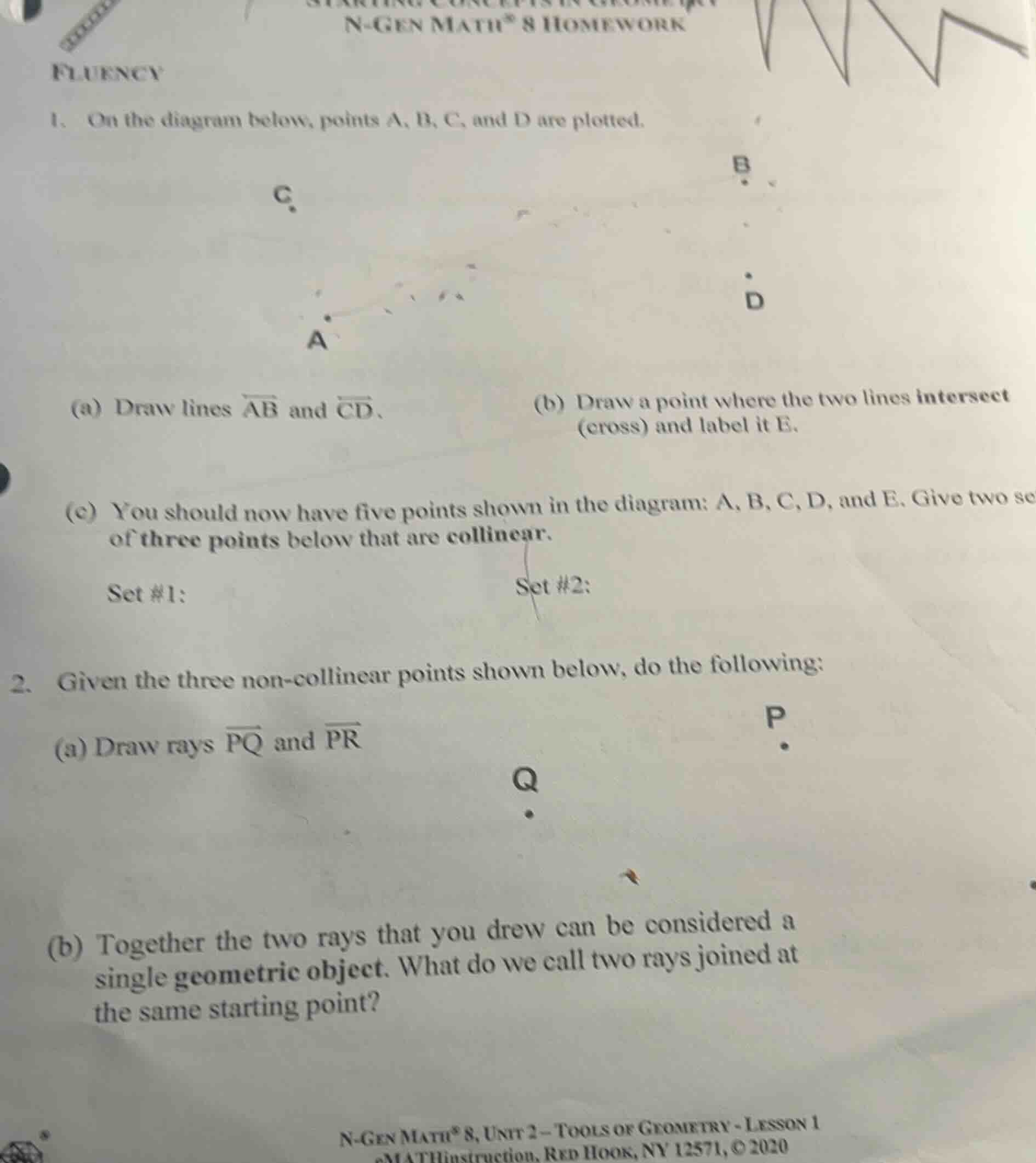 n-gen math® 8 homework fluency 1. on the diagram below, points a, b, c,…