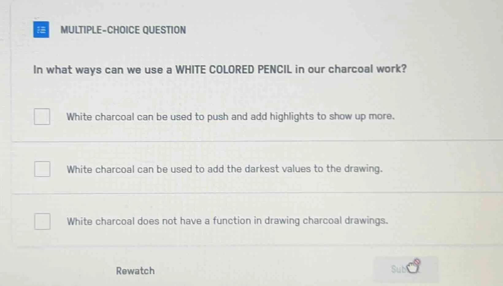 multiple-choice question in what ways can we use a white colored pencil…