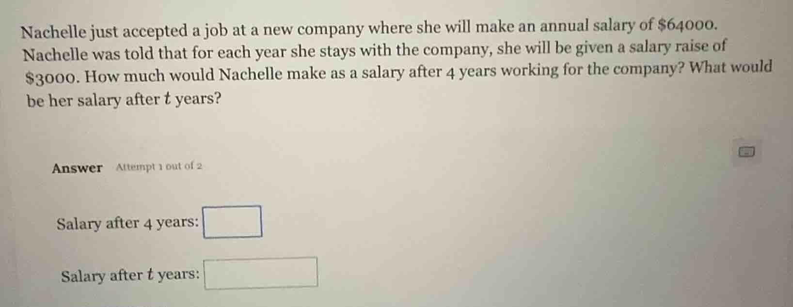 nachelle just accepted a job at a new company where she will make an an…