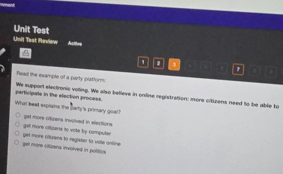 read the example of a party platform: we support electronic voting. we …