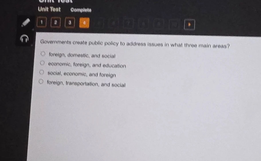 unit test complete 1 2 3 4 governments create public policy to address …