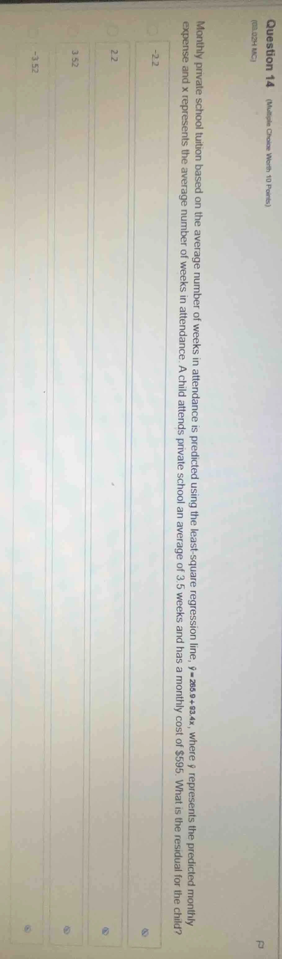 question 14 (multiple choice worth 10 points) (m2024 wc) monthly privat…