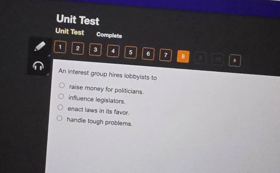 unit test unit test complete 1 2 3 4 5 6 7 8 an interest group hires lo…