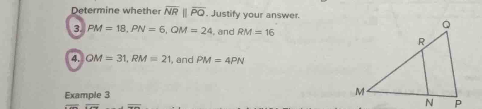 determine whether (overline{nr} parallel overline{pq}). justify your an…