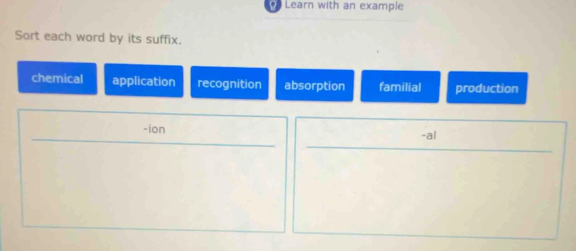 learn with an example sort each word by its suffix. chemical applicatio…