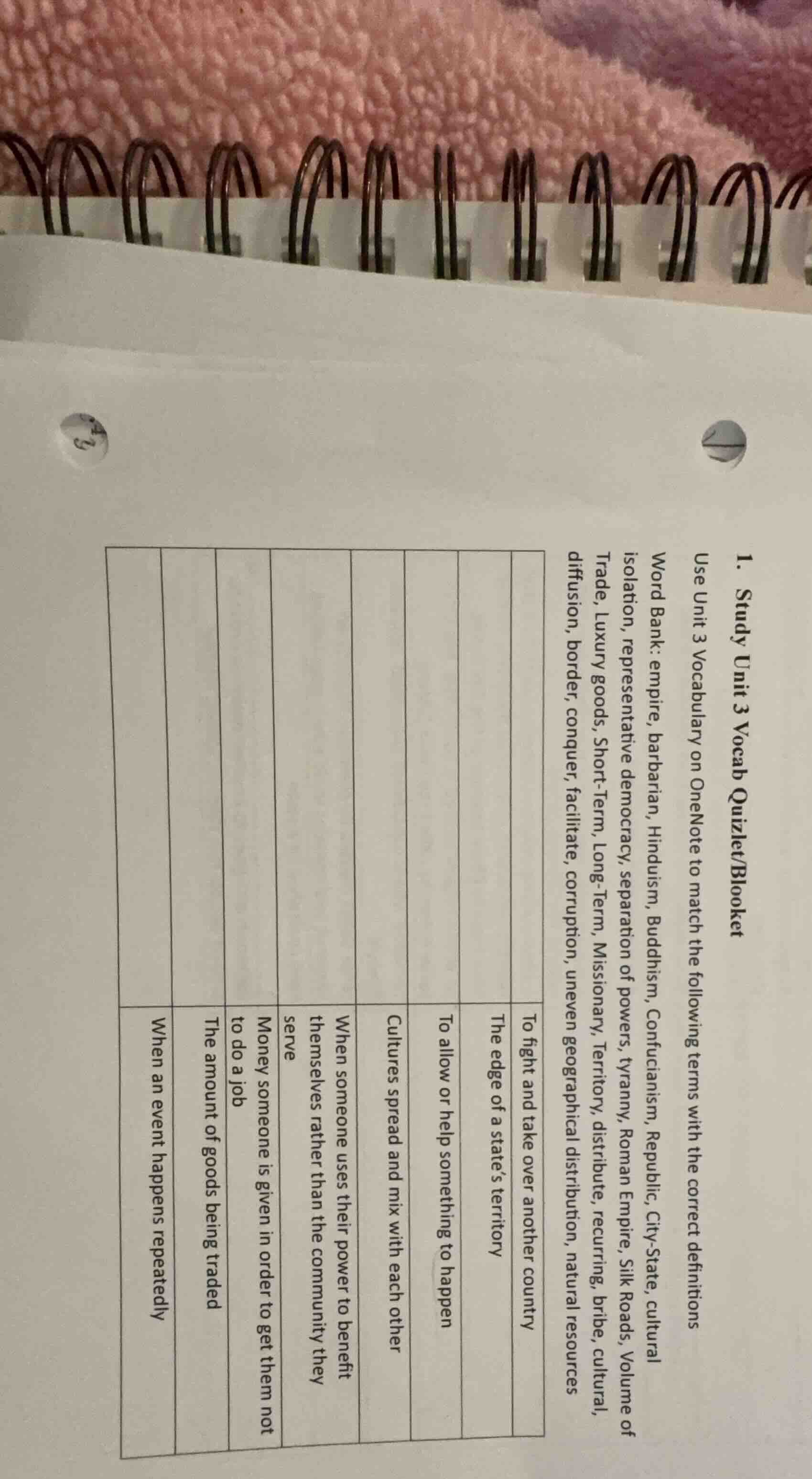 1. study unit 3 vocab quizlet/blooket use unit 3 vocabulary on onenote …