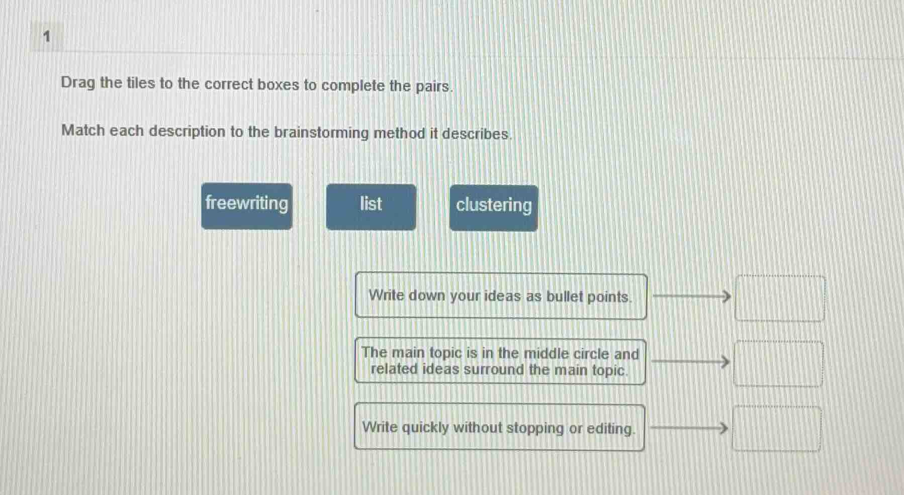 1 drag the tiles to the correct boxes to complete the pairs. match each…