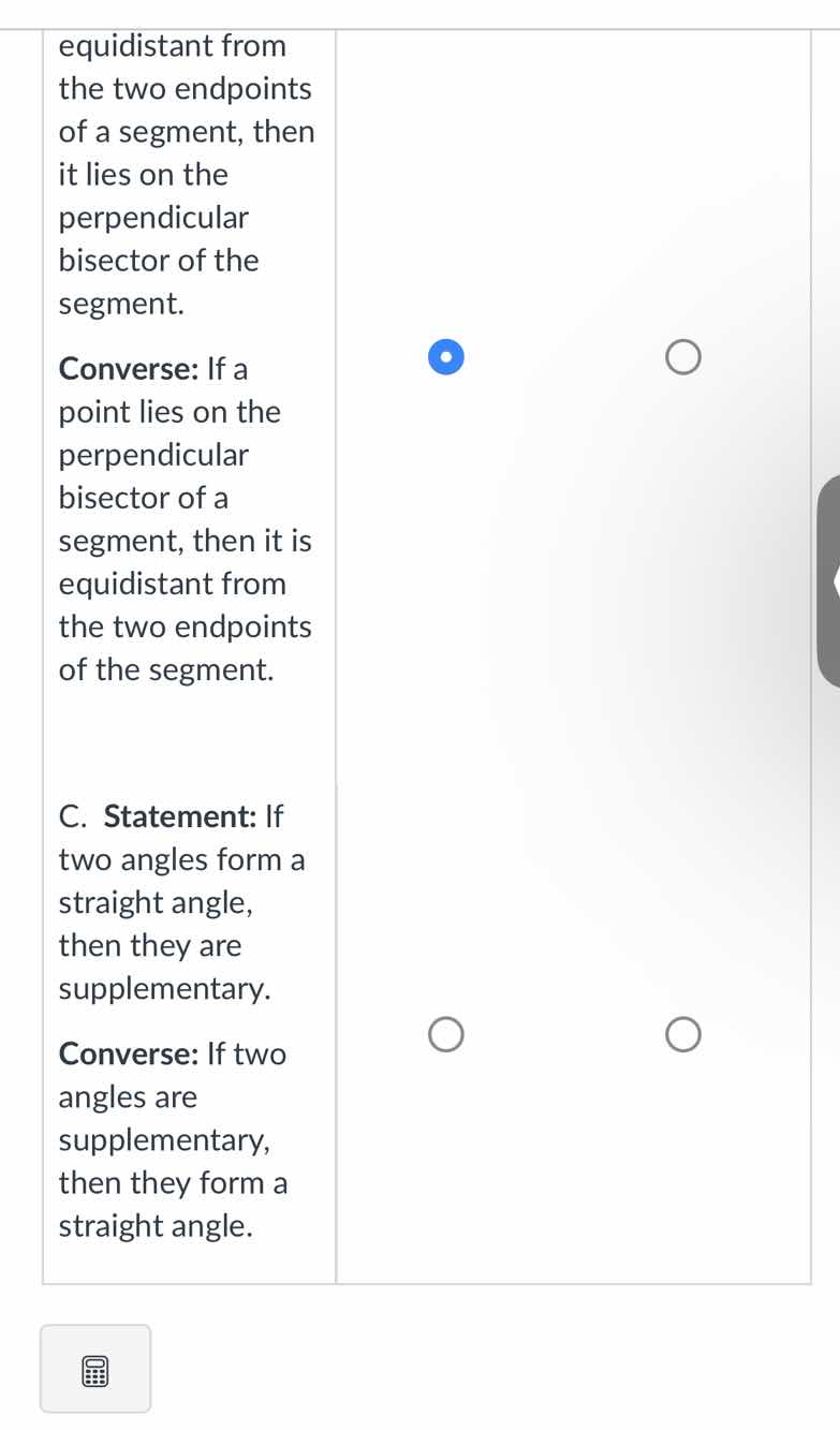 equidistant from the two endpoints of a segment, then it lies on the pe…