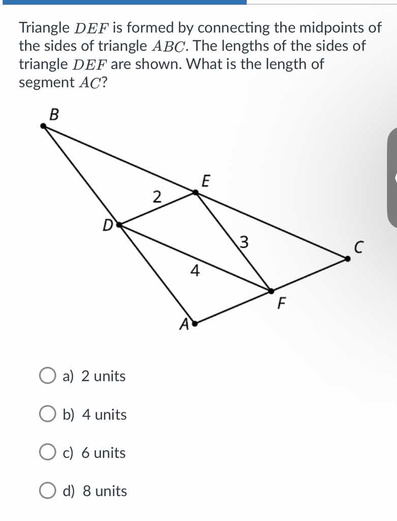 triangle def is formed by connecting the midpoints of the sides of tria…