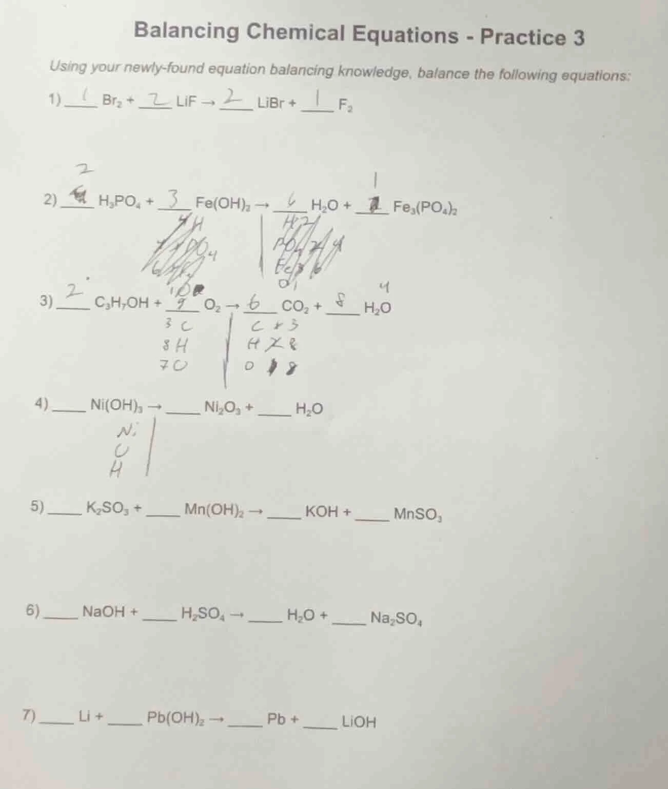 balancing chemical equations - practice 3 using your newly-found equati…