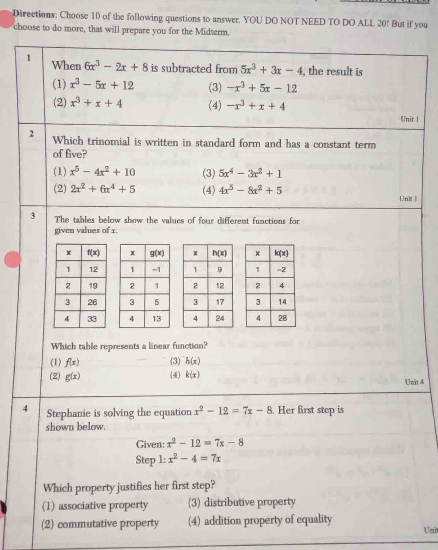 directions: choose 10 of the following questions to answer. you do not …