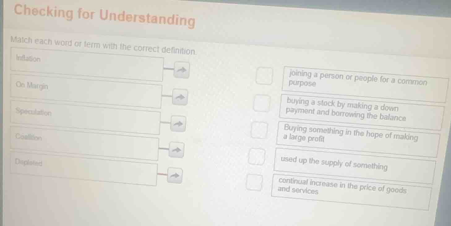checking for understanding match each word or term with the correct def…