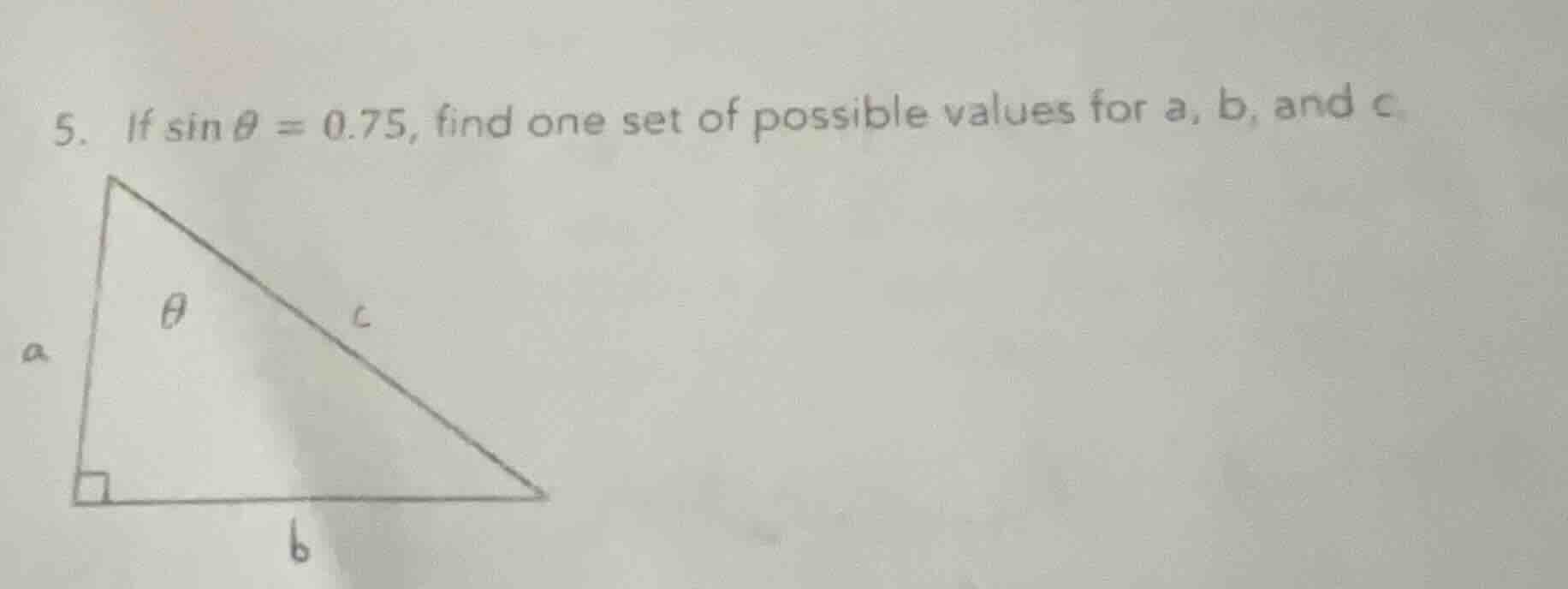 5. if \\(\\sin \\theta = 0.75\\), find one set of possible values for \…
