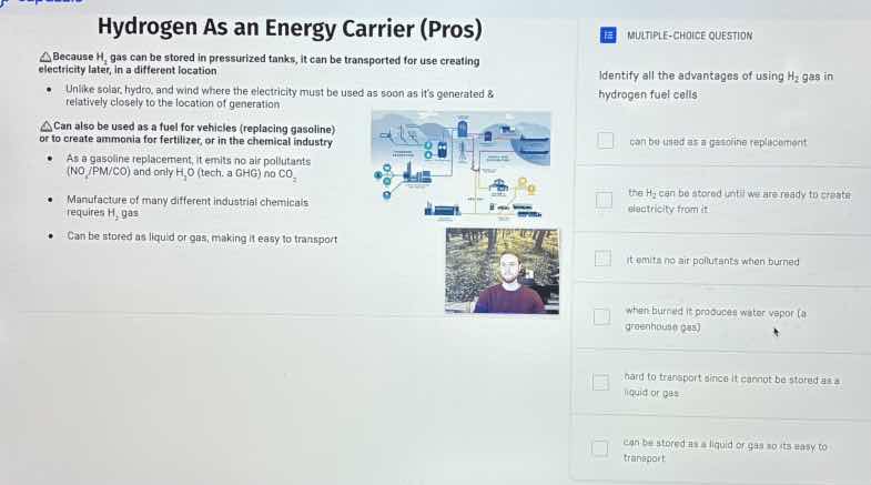 hydrogen as an energy carrier (pros) △ because h₂ gas can be stored in …