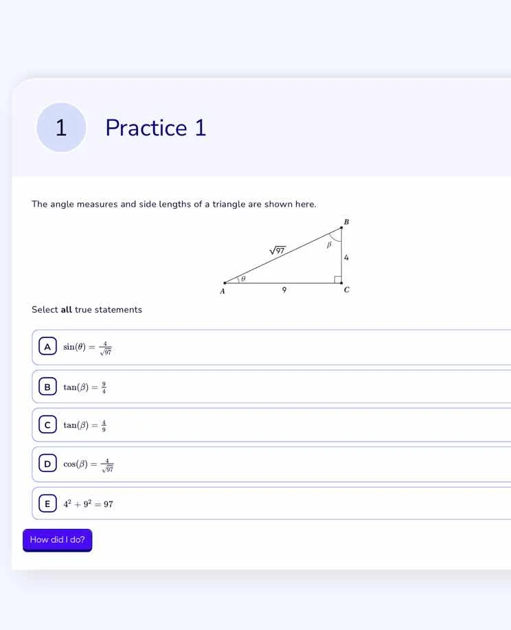 1 practice 1 the angle measures and side lengths of a triangle are show…