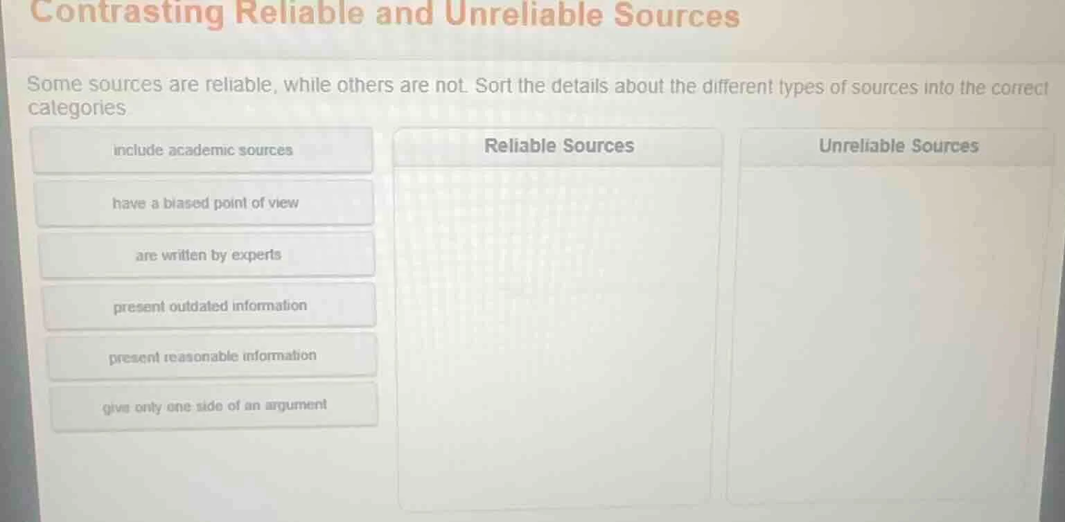 contrasting reliable and unreliable sources some sources are reliable, …