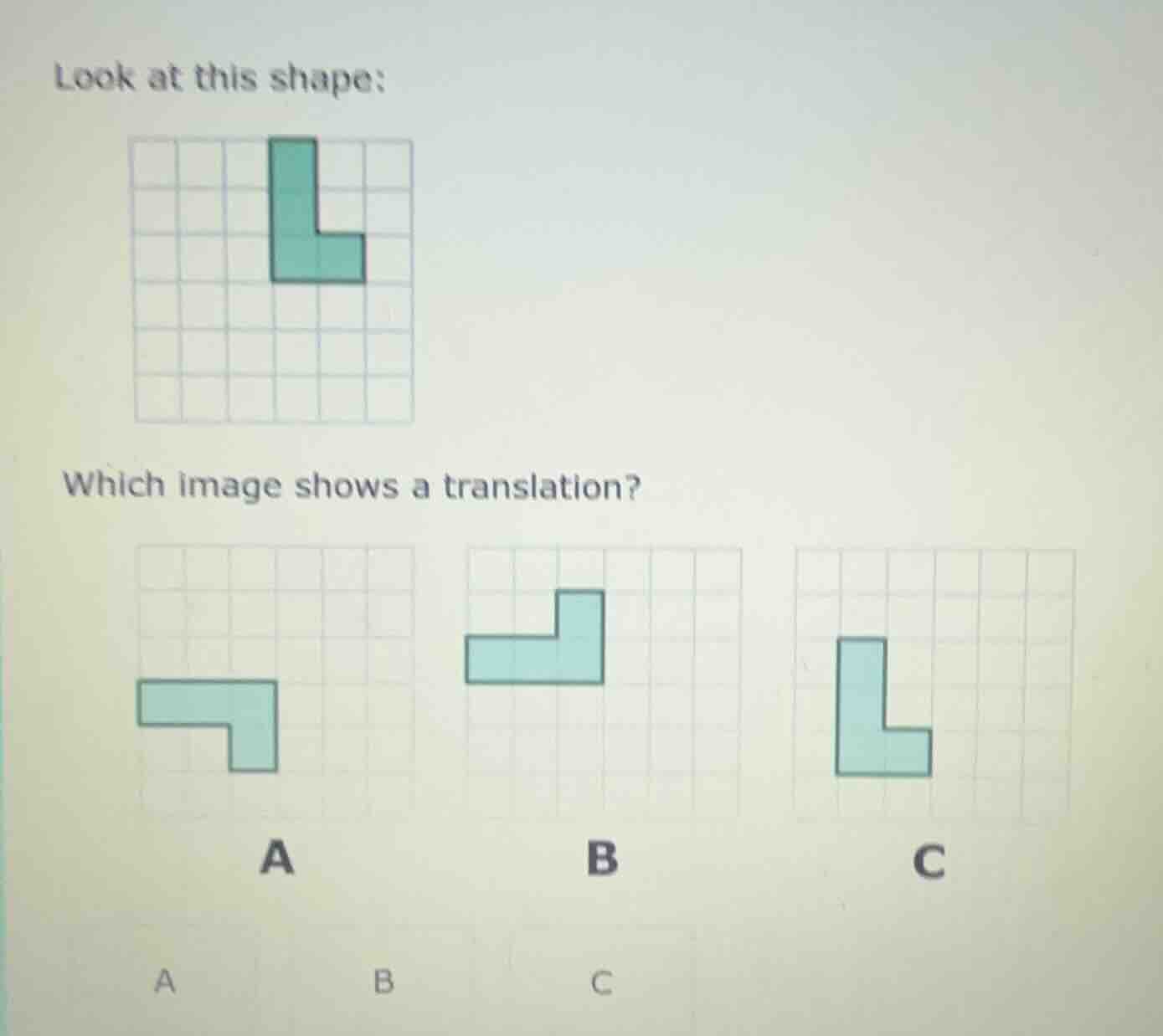 look at this shape: image of an l - shaped figure on a grid which image…