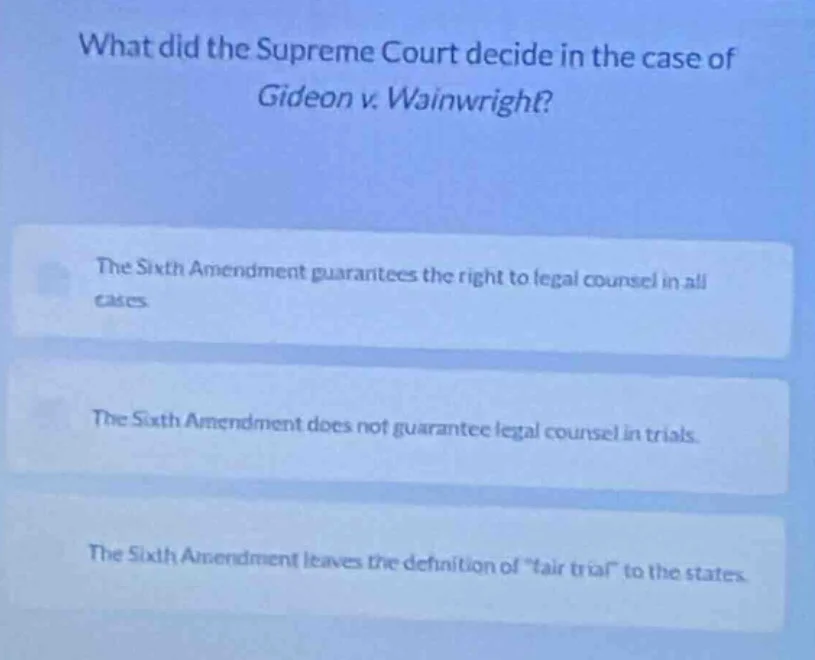 what did the supreme court decide in the case of gideon v. wainwright? …