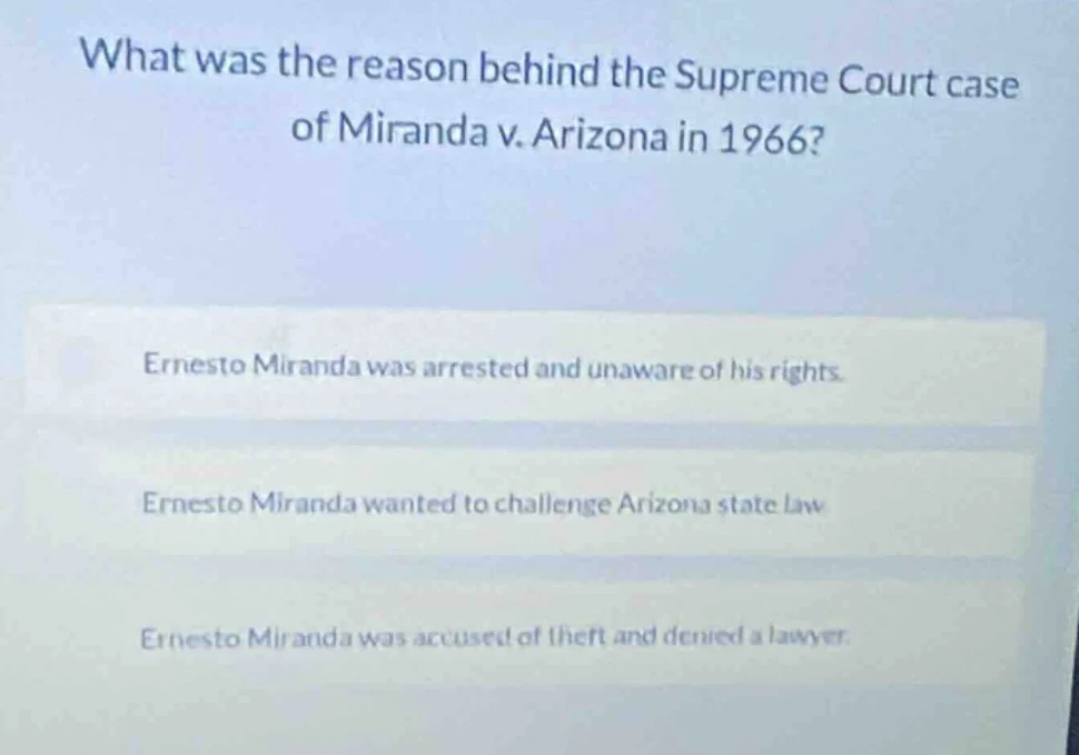 what was the reason behind the supreme court case of miranda v. arizona…