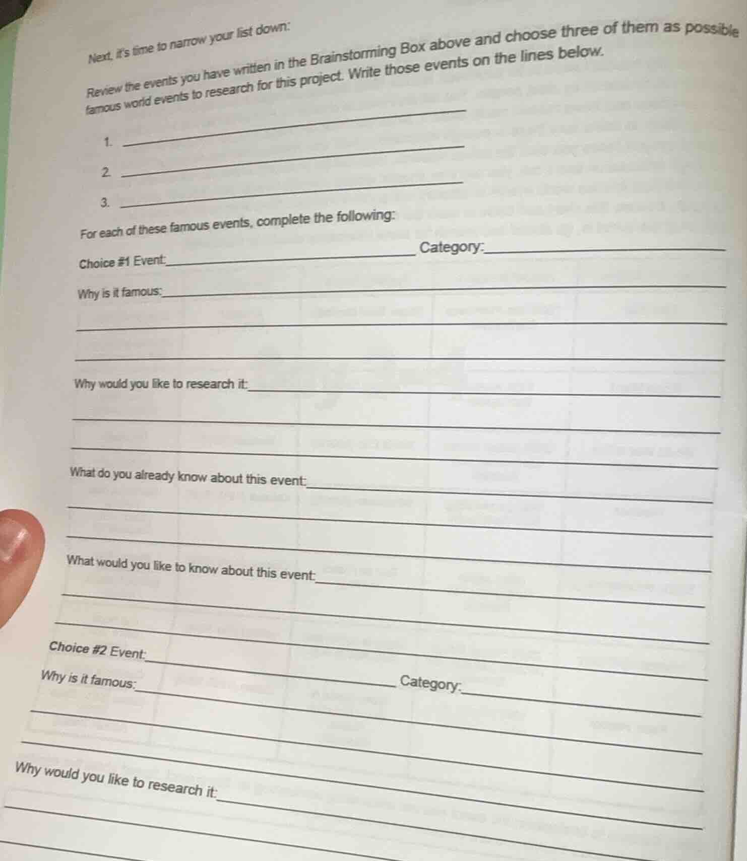 next, its time to narrow your list down: review the events you have wri…